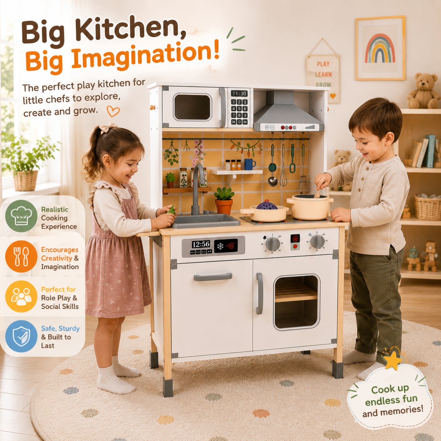 Little Teekie Wooden Play Kitchen Set with Realistic Features