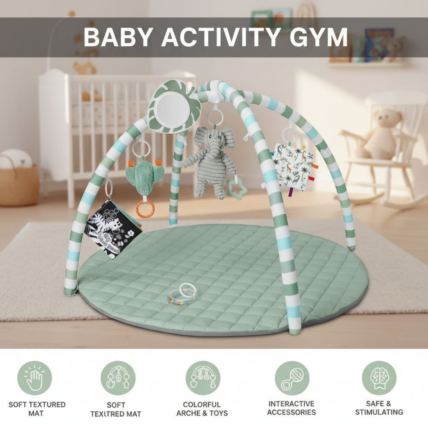 Little Teekie Tummy Time Baby Play Gym with Hanging Toys