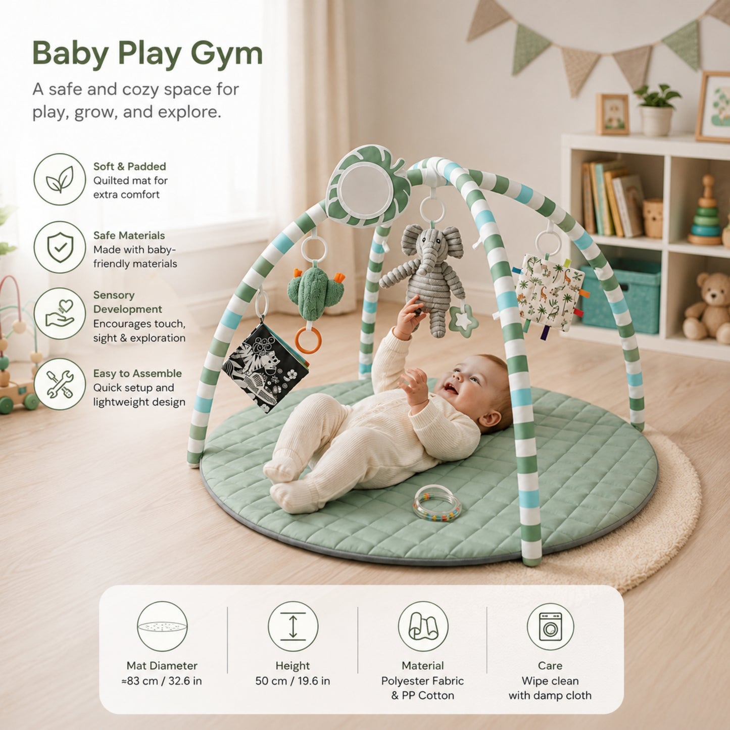 Little Teekie Tummy Time Baby Play Gym with Hanging Toys