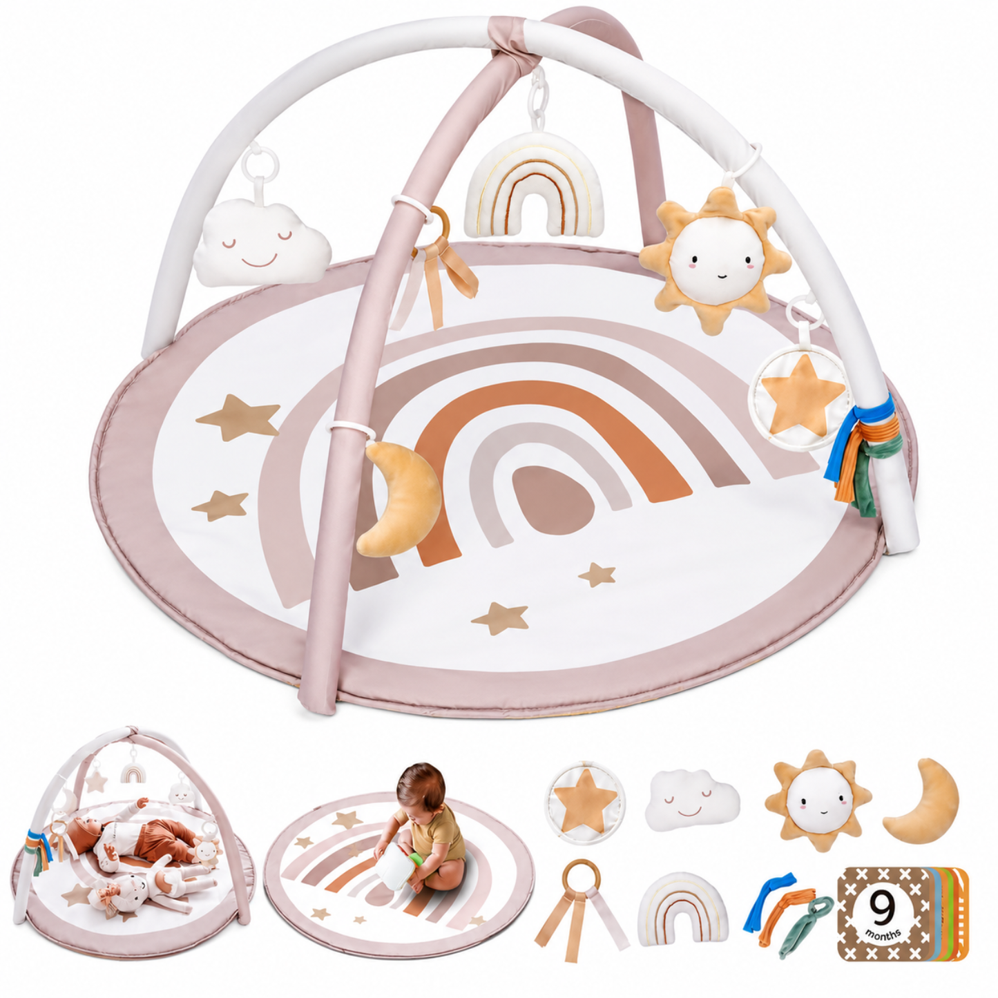 Little Teekie Baby Play Gym Mat with 7 Detachable Toys