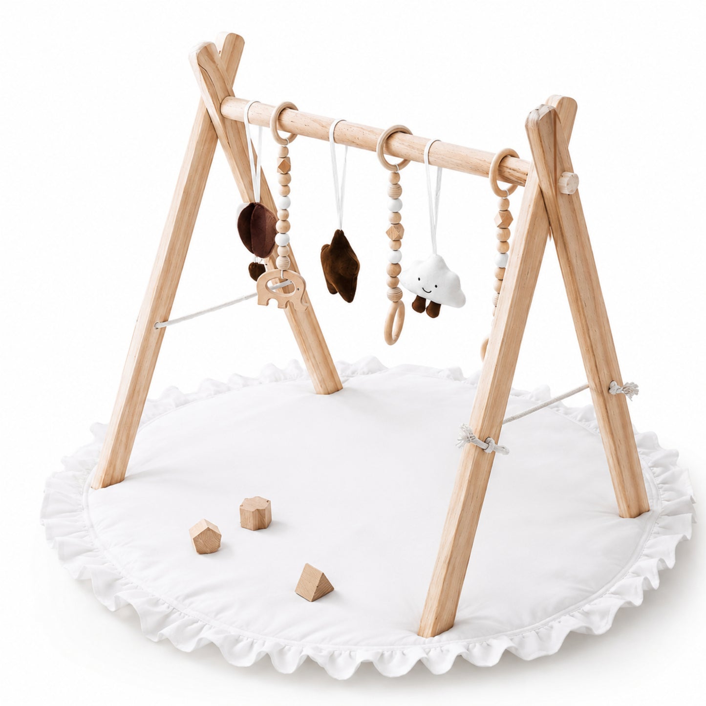 Little Teekie Wooden Foldable Baby Play Gym WIth Play Mat