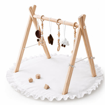 Little Teekie Wooden Foldable Baby Play Gym WIth Play Mat