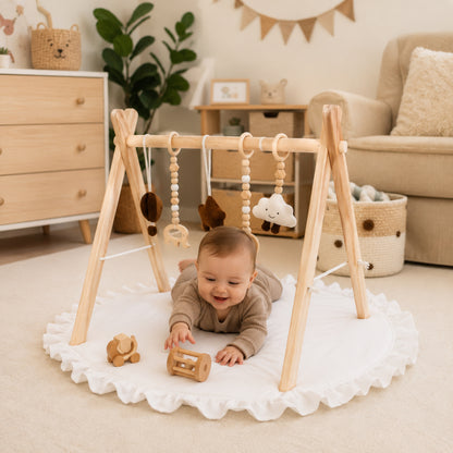 Little Teekie Wooden Foldable Baby Play Gym WIth Play Mat