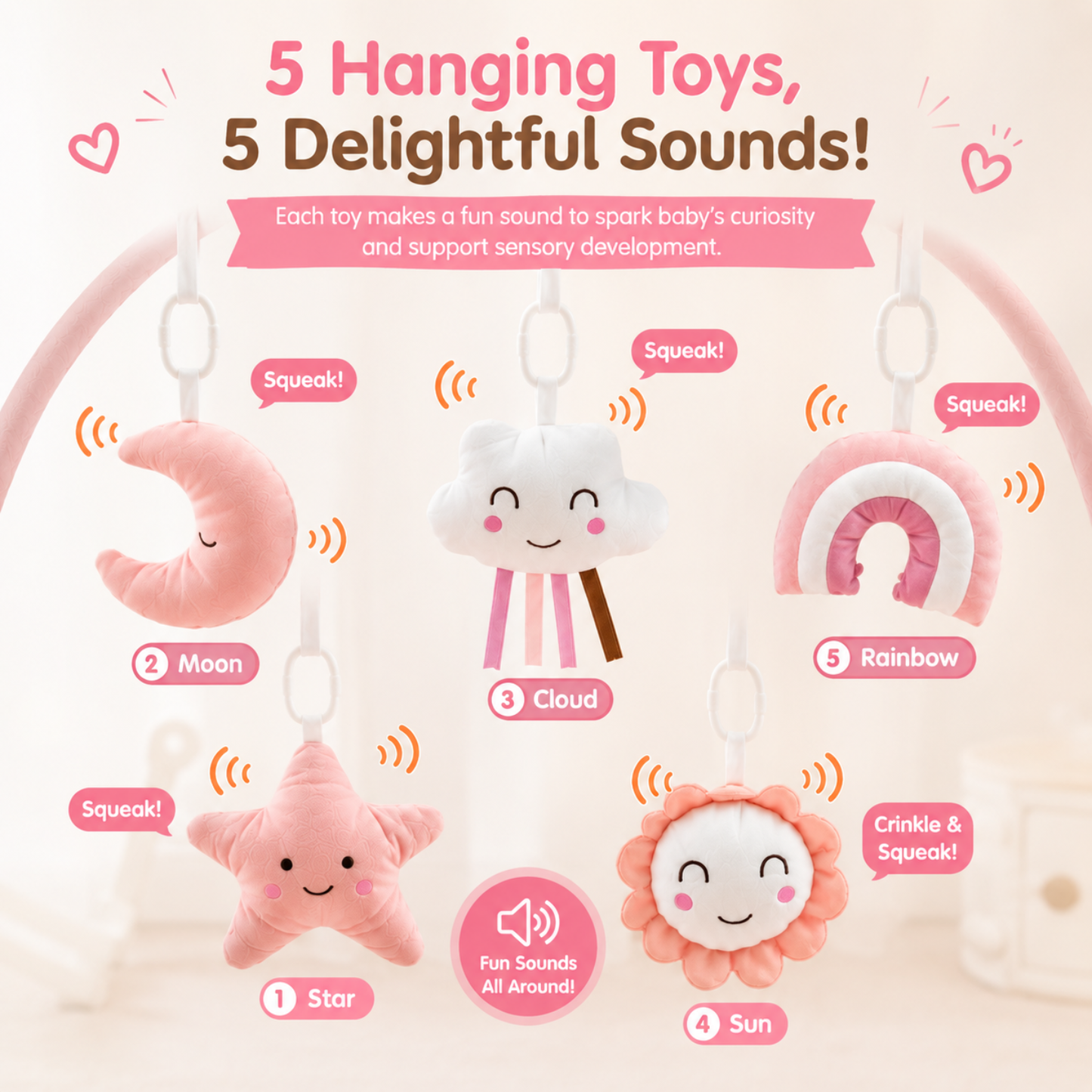 Little Teekie 5-in-1 Plush Baby Play Gym & Activity Mat