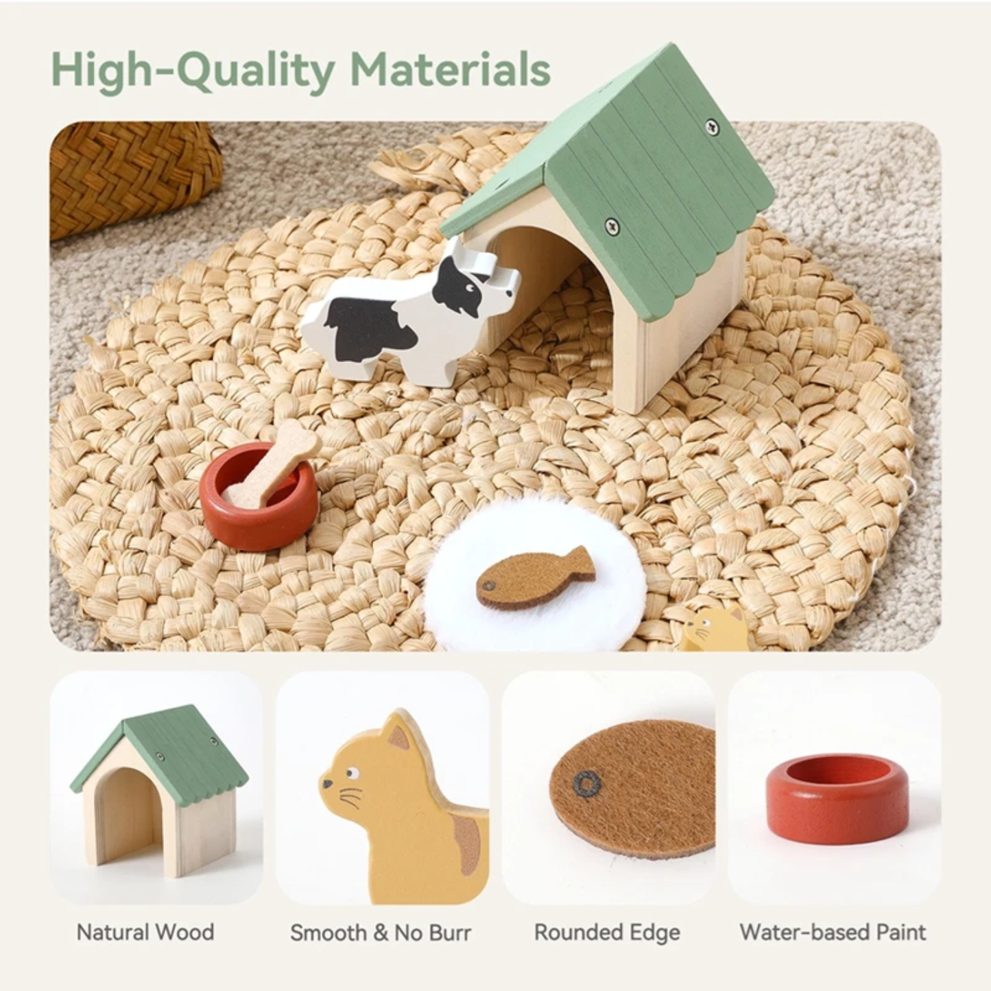 Little Teekie Wooden Pet Care Playset with Dog Figures
