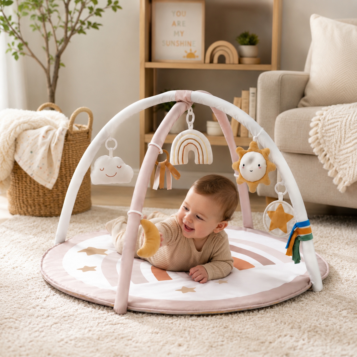 Little Teekie Baby Play Gym Mat with 7 Detachable Toys