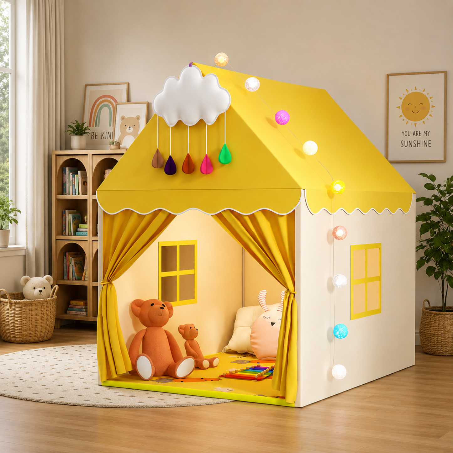 Little Teekie Pink Princess Play Tent with Padded Mat & Lights