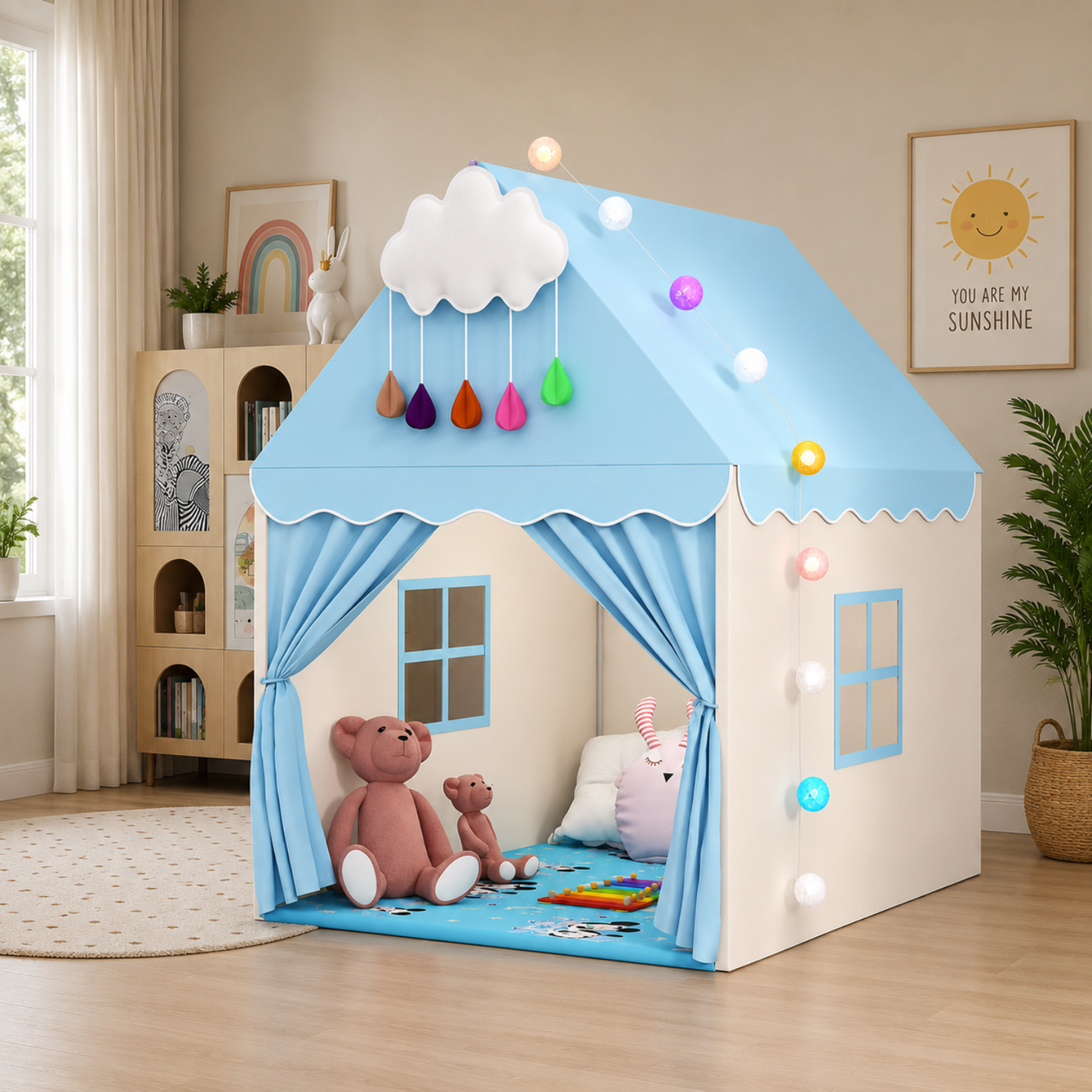 Little Teekie Pink Princess Play Tent with Padded Mat & Lights