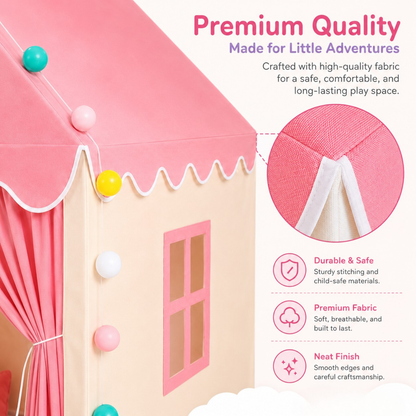 Little Teekie Pink Princess Play Tent with Padded Mat & Lights
