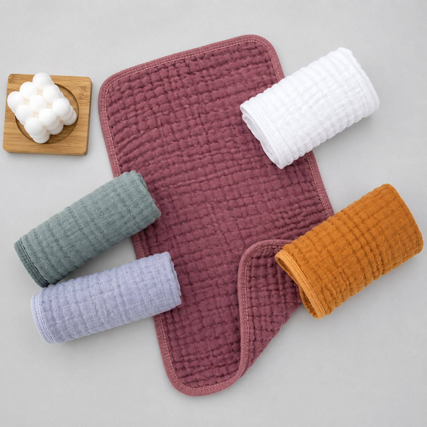 Little Teekie 6-Layer Cotton Muslin Baby Burp Cloth Set