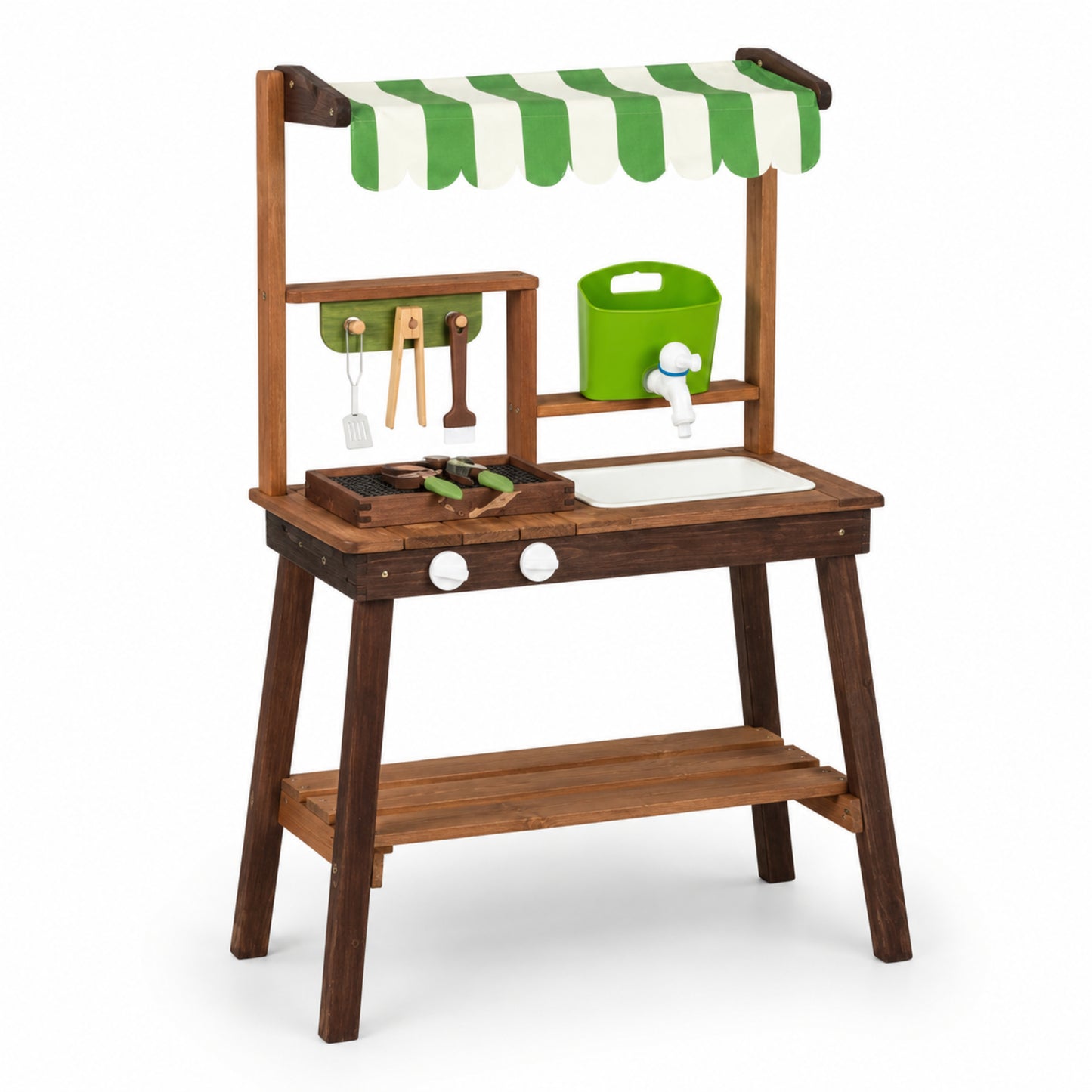 Little Teekie Wooden Outdoor BBQ Kitchen with Canopy