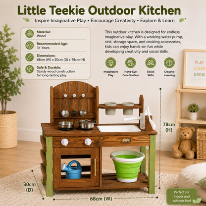 Little Teekie Wooden Mud Kitchen with Water Pump