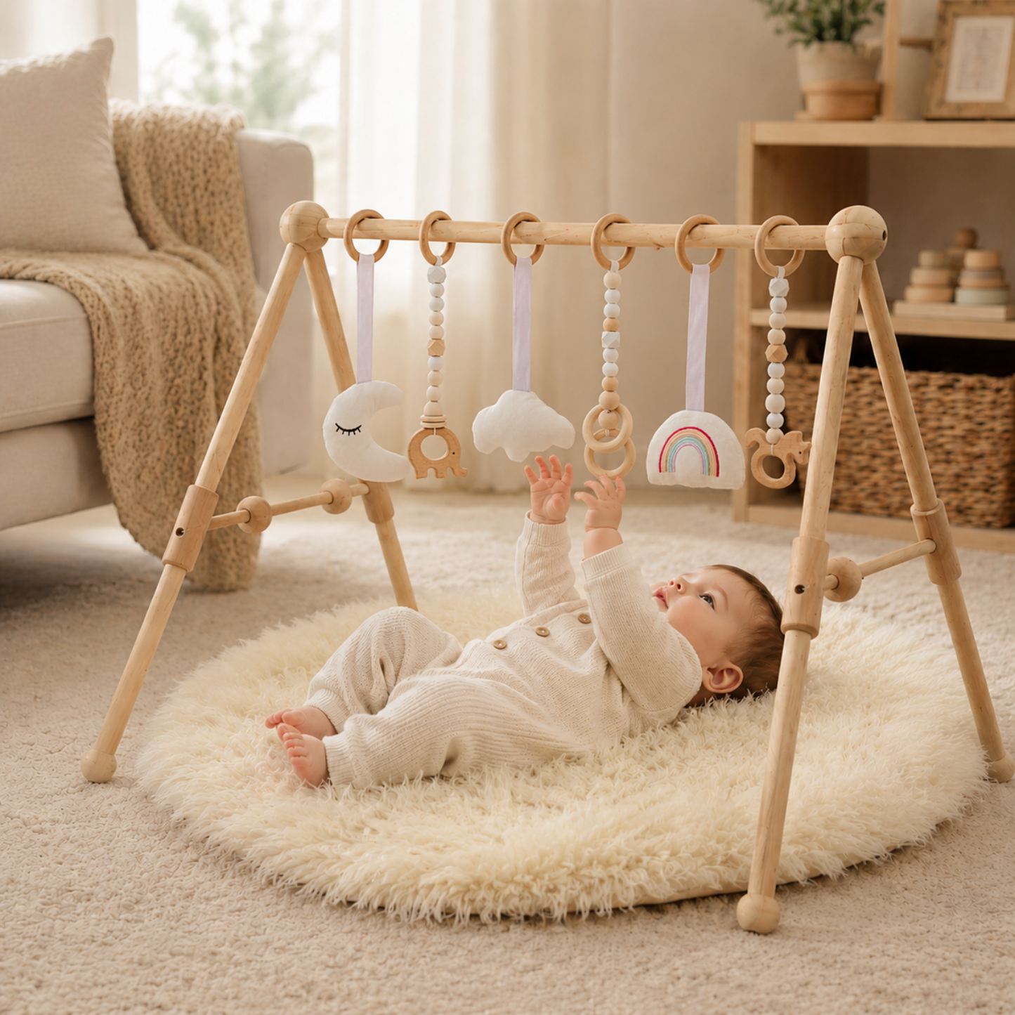 Little Teekie Wooden Baby Play Gym & Sensory Activity Toy
