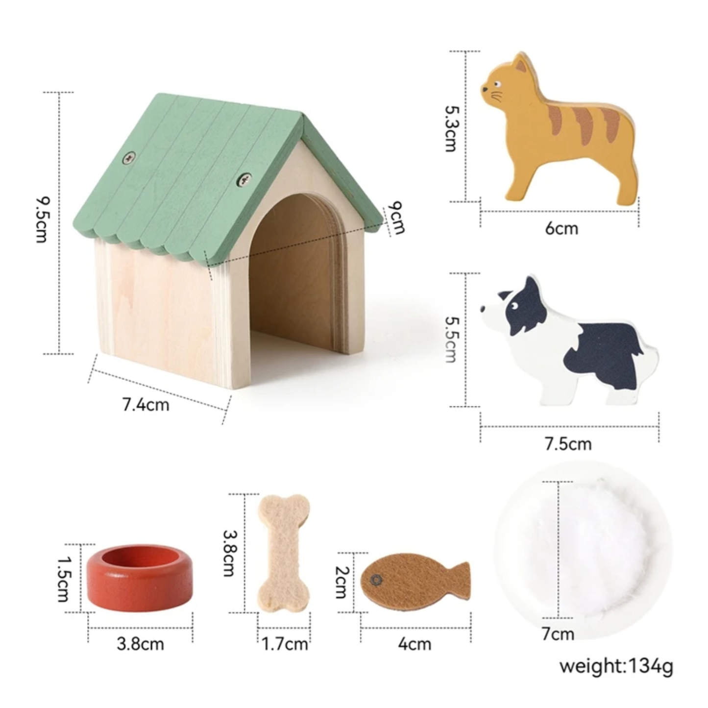 Little Teekie Wooden Pet Care Playset with Dog Figures
