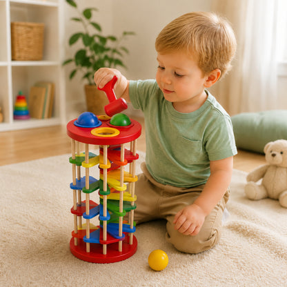 Little Teekie Wooden Pound & Ball Drop Tower
