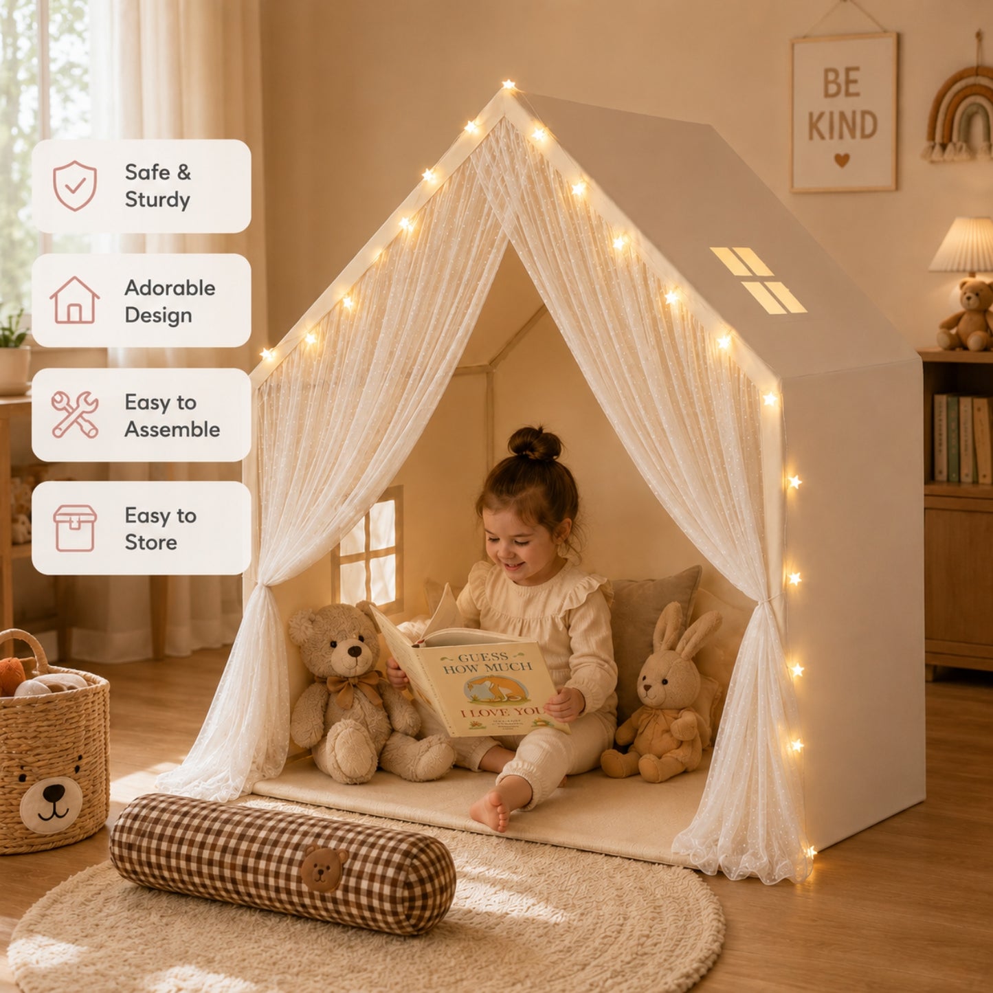 Little Teekie Lace Kids Play Tent with Lights