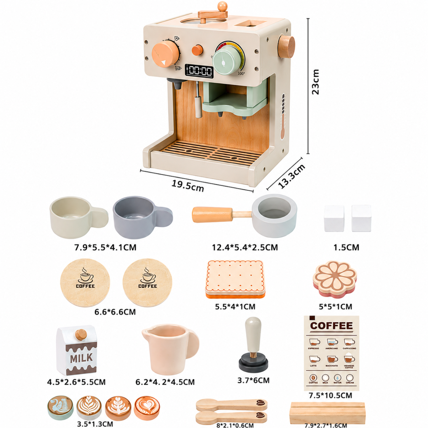 Little Teekie Wooden Kids Coffee Maker Play Set