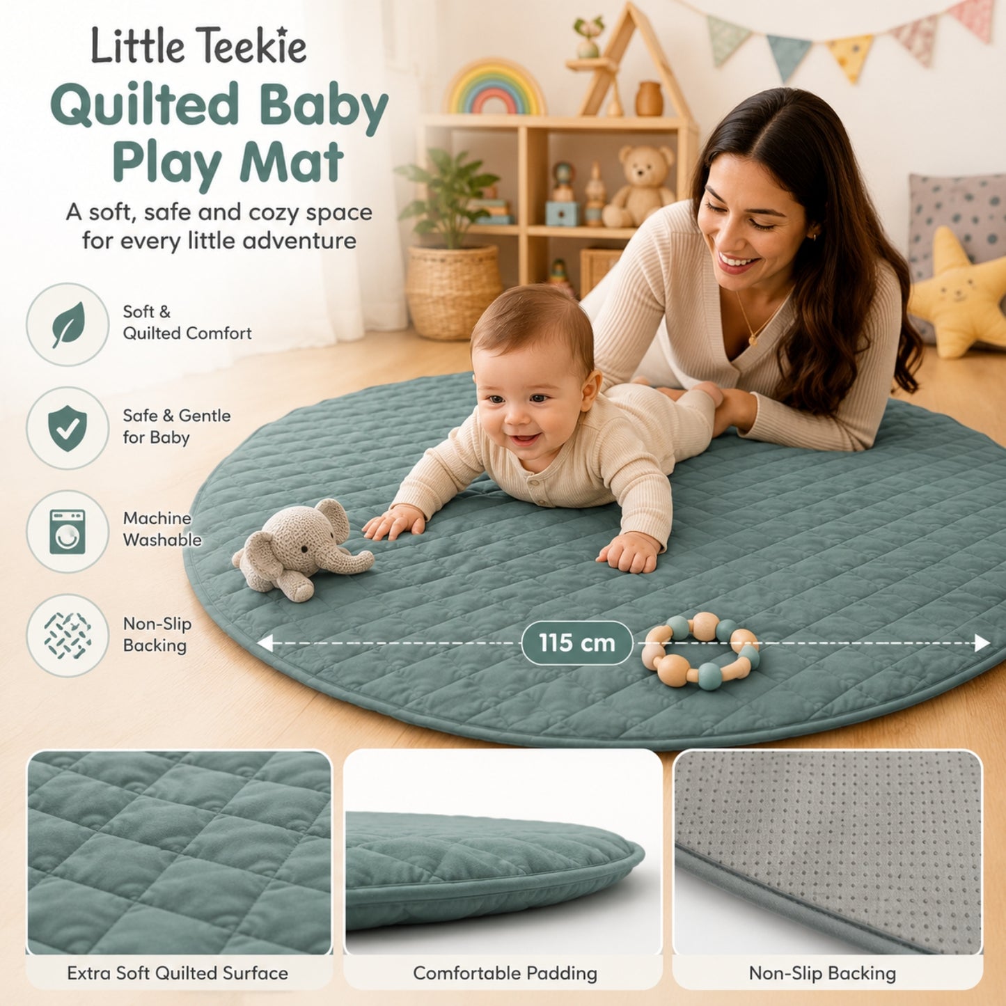 Little Teekie Quilted Baby Play Mat