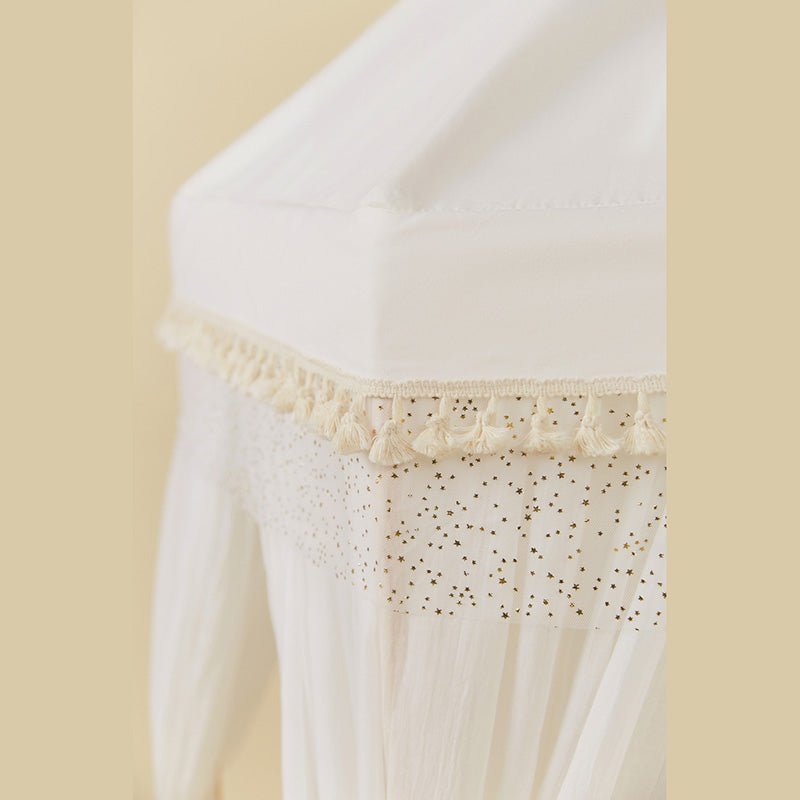 play tent white with tassels and star valance